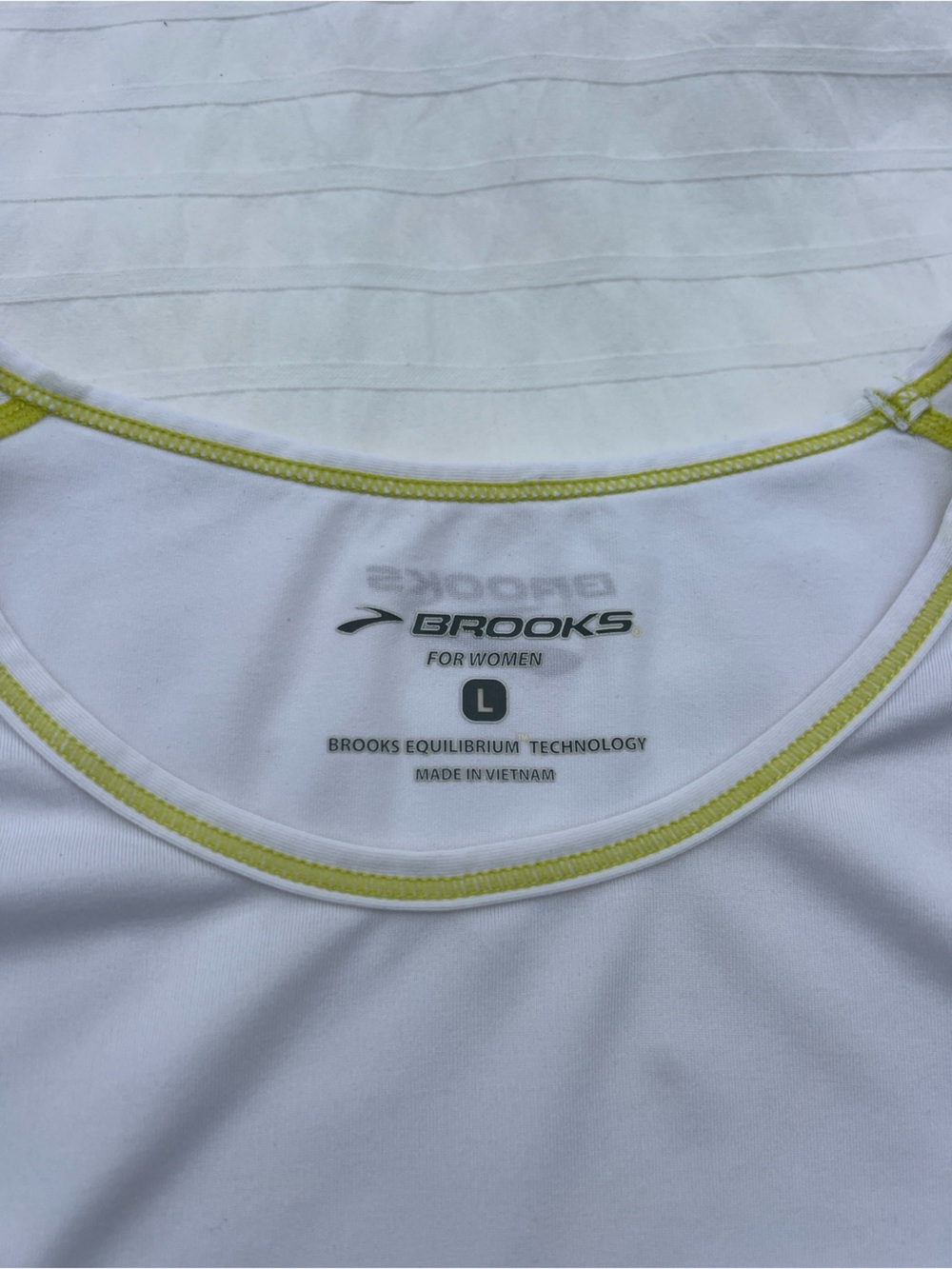 Brooks Equilibrium Technology Short Sleeve Running Tee, Lime Green and White, L - Picture 7 of 10